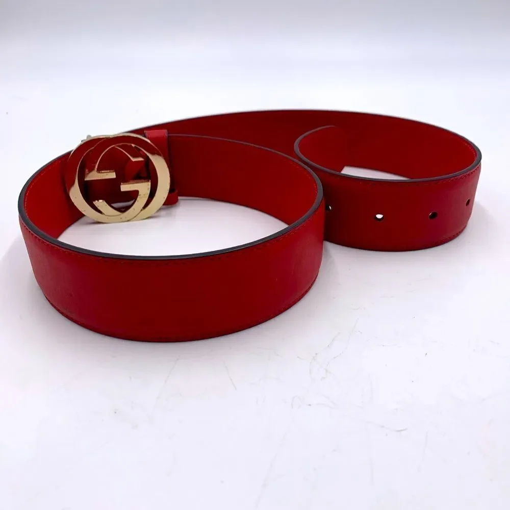 Authentic Gucci Double G Red Leather Belt Preloved